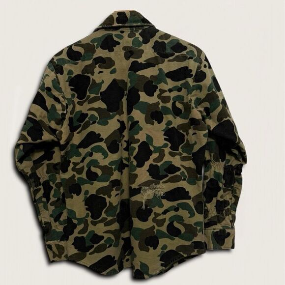 VTG Five Brothers Chamois Flannel Shirt Frogskin Duck Hunt Camo Custom Sleeves - Picture 6 of 11